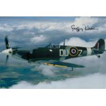 WW2 Geoffrey Wellum Battle of Britain RAF fighter pilot signed Spitfire photo. 12 x 8 colour hand