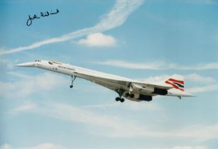 Concorde John Lidiard 1st Passenger Flight SEO 1976 signed 12 x 8 colour photo. Super image with