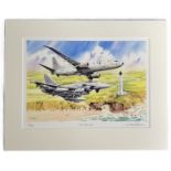 Team Lossiemouth RAF print signed by artist Rob Wigham. Mounted to 20 x 16 inches, numbered 16/