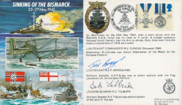 WW2 Sinking of the Bismarck 50th ann cover signed by HMS Hood survivors Ted Briggs and Bob