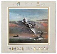 RAF Buccaneer 30th ann print signed by 2 RAF Lossiemouth pilots Steve Park and Rick Phillips by