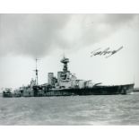 WW2 HMS Hood navy survivor Ted Briggs signed 10 x 8 inch b/w photo of the ill-fated battle ship.