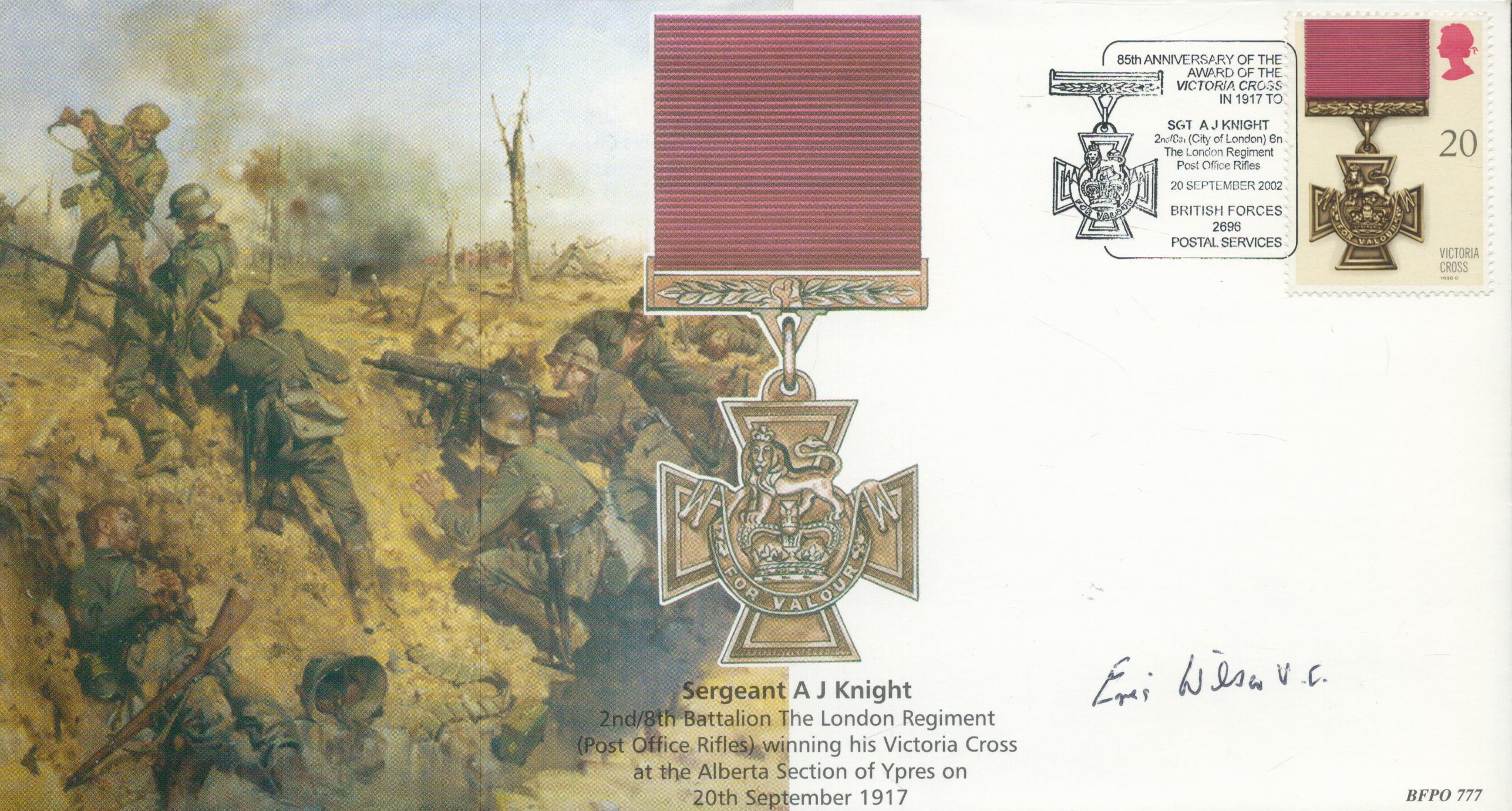 WW2 Eric Wilson VC Victoria Cross winner signed 2002 Sgt Knight VC cover. On 11-15 August 1940