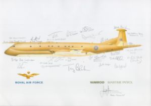 26 RAF Lossiemouth veterans signed 16 x 12 inc colour image of Nimrod Maritime Patrol. Includes