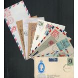 1945 to 1989 Air Mail, first flight collection of 13 covers and Airmail letters. Nice mixture to