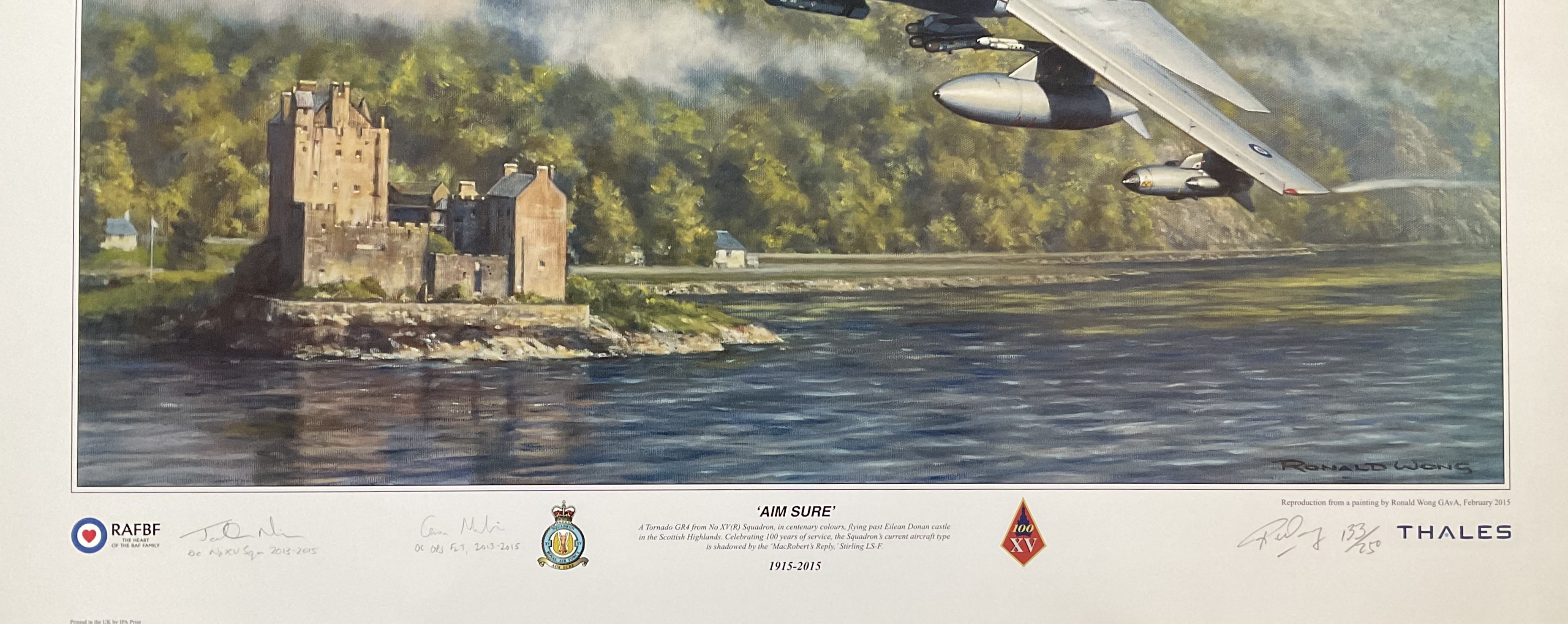 Tornado GR4 multiple signed Ronald Wong print Aim Sure Limited edition signed by Wong and Two RAF - Image 2 of 2