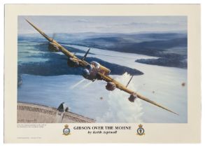 WW2 617 sqn RAF print Gibson over the Mohne by Keith Aspinall, 17 x 12 inch print, stunning image
