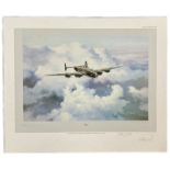 WW2 RAF Halifax by Robert Taylor multiple signed print, 5 RAF bomber veterans including Jock