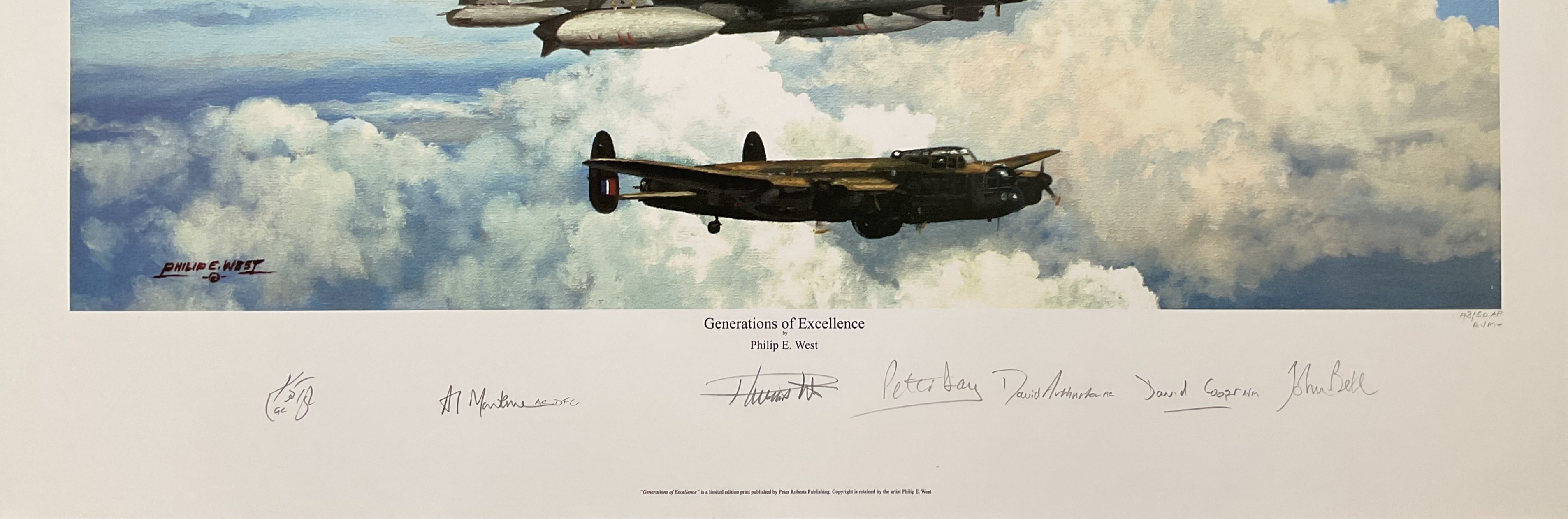 RAF Tornado Lancaster bomber multiple signed Phillip West print Generations of Excellence. Limited - Image 2 of 2