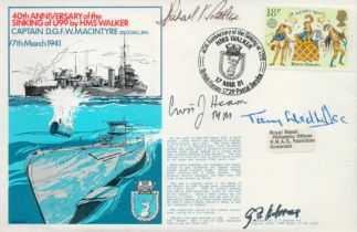 HMS Walker Sinking U99 multiple signed official Navy cover. Signed originally by ship veteran Lt