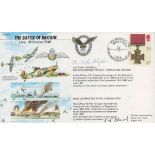 Battle of Britain double signed 50th ann WW2 cover JS50/40/6. Signed by veterans ACM Christopher