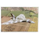Vulcan bomber multiple signed stunning 16 x 12 colour photo in flight. Autographed by Tony Blackman,