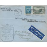 Aviation 1949 First flight cover Vancouver to Fiji with cachet, Vancouver CDS postmark and 2 on back