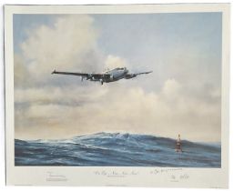 RAF Avro Shackleton Mk3 print On Top Now Now Now signed by the artist Neil Foggo and AM Sir John