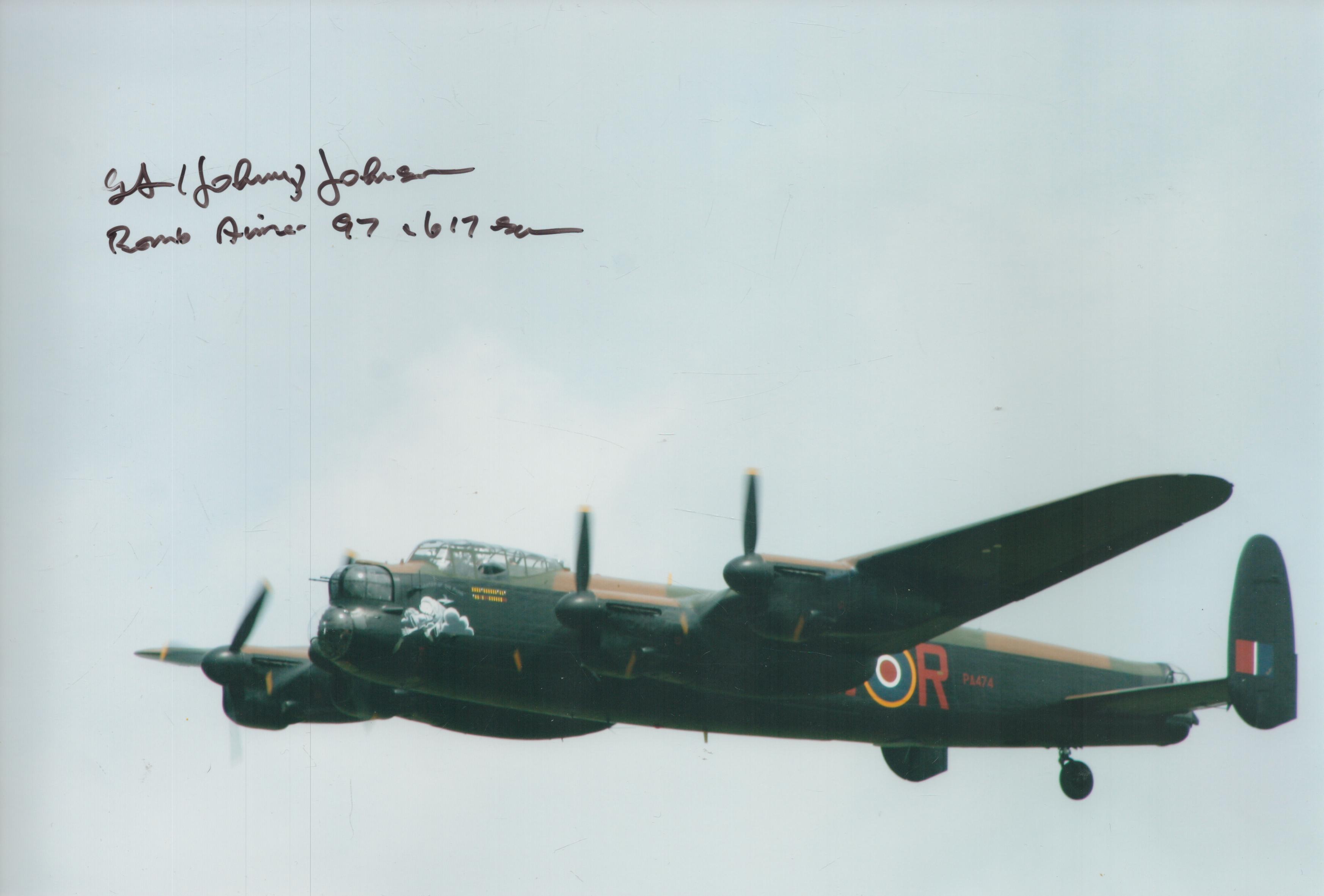 WW2 Dambuster Raid veteran G L Johnson 617 sqn bomb Aimer signed 12x8 photo. Selected to be part