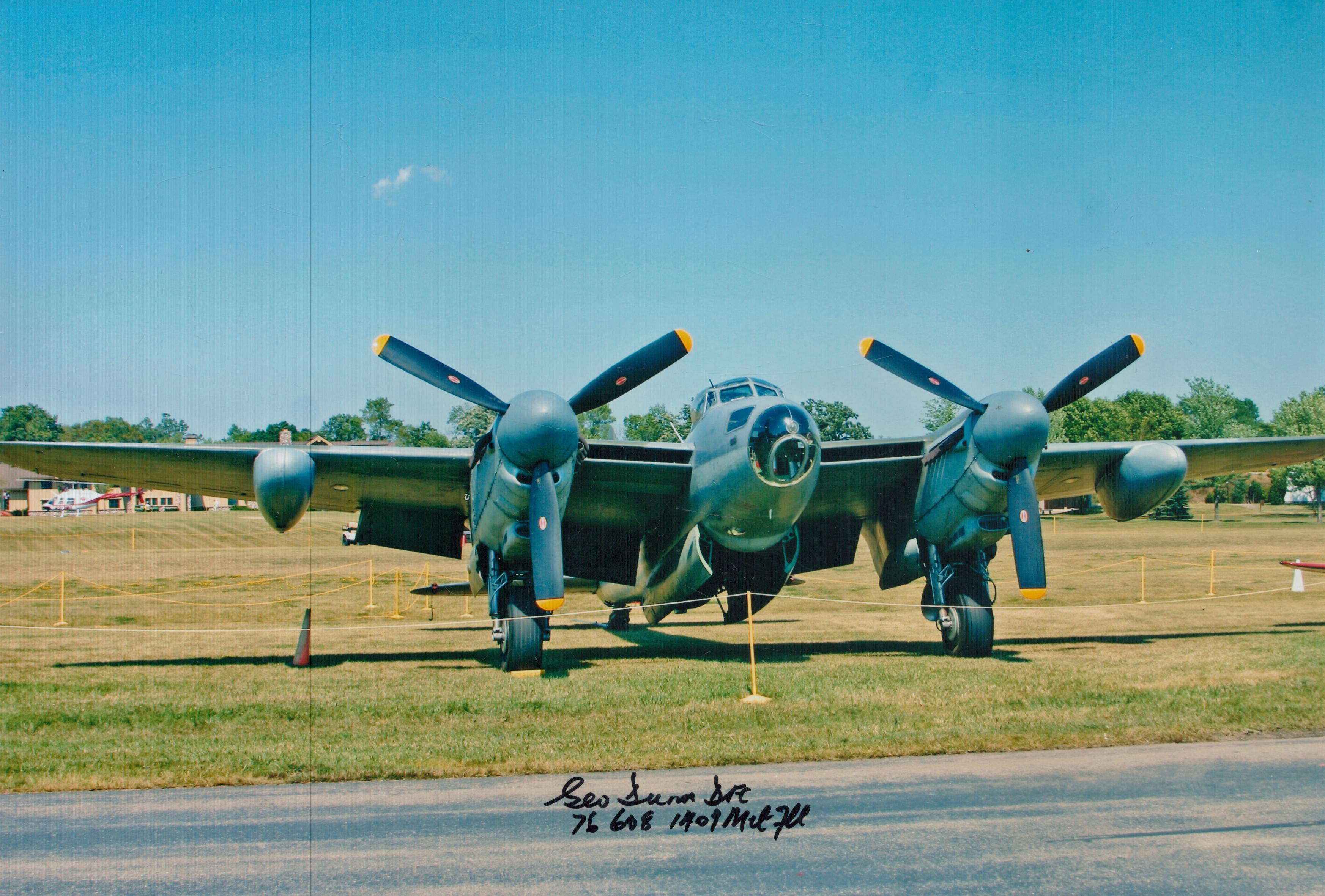 WW2 Flt Lt George Dunn DFC 76 sqn bomber command flew the Mosquito signed stunning 12 x 8 inch