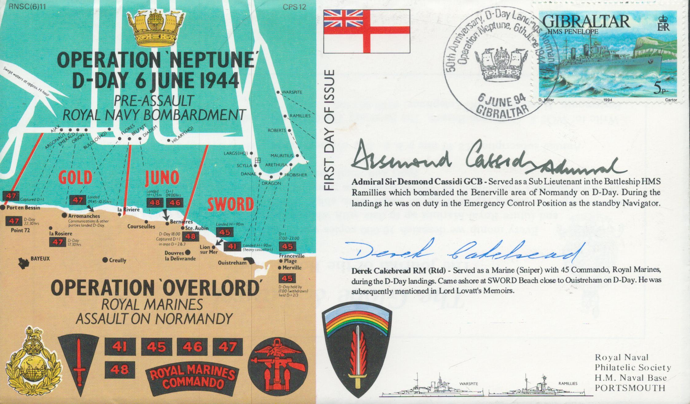 WW2 Navy D Day veterans Admiral Desmond Cassisi, HMS Ramilles and Derek Cakebread 45 Command Sword