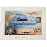 WW2 Dambuster raid veterans multiple signed print Operation Chastise by John Young. Signed by G