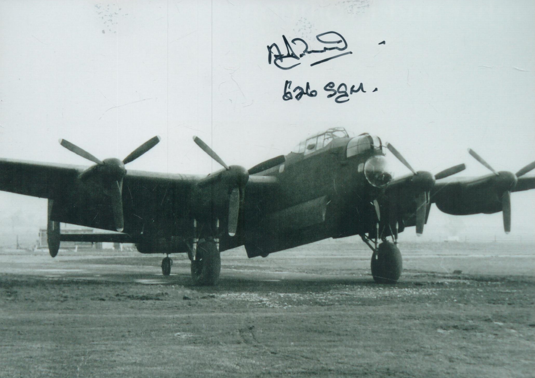 WW2 W/O tony Winsor 626 sqn bomber command veteran signed 6 x inch b/w Lancaster photo. Good