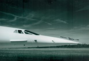 Concorde Snoop nose designer Norman Harry OBE signed stunning 12 x 8 inch b/w Nose photo. Good