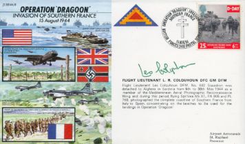 Flt Lt Les Colquhoun DFC GM DFM signed 50th ann WW2 cover Operation Dragoon Invasion of Southern