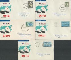 1959 Qantas Boeing 707 collection of five first flight covers for the Schedule Jet flight Sydney,