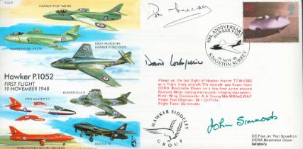 Multiple signed Experimental Jet Aircraft Cover RAF EJA9 Hawker P1052 signed by Test pilots Thomas