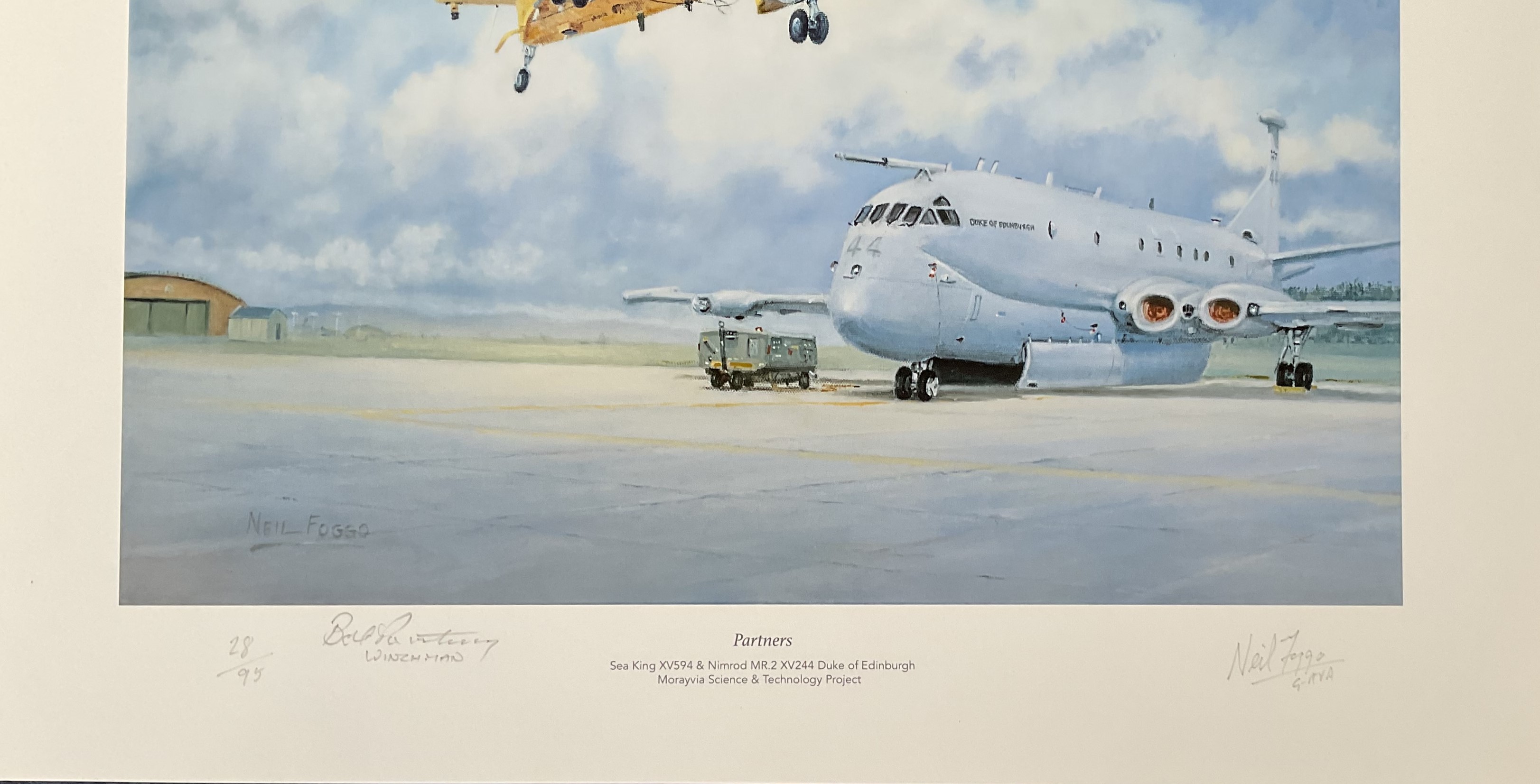 Sea King and Nimrod print Partners signed by artist Neil Foggo and a winchman. Lovely print of - Image 2 of 2