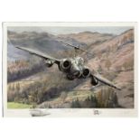 RAF Buccaneer S2B print Into the Valley signed by artist Simon Mumford, Numbered 24/100, 24 x 16