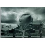 Concorde early pilot Capt Colin Morris signed stunning 12 x 8 b/w photo. Colin gained his PPL in
