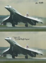 Concorde collection of four stunning 12 x 8 colour photos signed by Captains David Leney, Jeremy