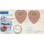 1964 rare First Flight cover FFC from Suva Fiji to Nukualofa Tonga . With 2 3d Pink anniversary blue