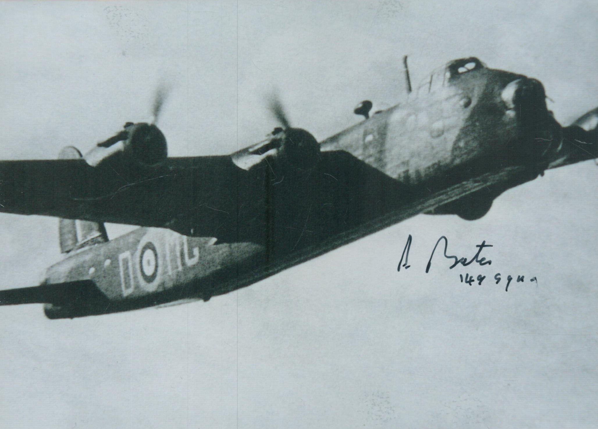 WW2 W/O Phil Bates 149 sqn bomber command veteran signed 6 x inch b/w bomber photo. Good