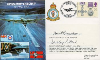 Dambuster WW2 RAF raid veterans Flt Lt Basil Feneron and Flt Lt Dudley Heal DFM signed 1993. 50th