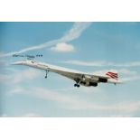 Concorde Snoop nose designer Norman Harry OBE signed stunning 12 x 8 inch colour in flight photo.