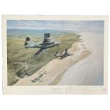 RAF Buccaneer Coast multiple signed print by Trevor Lay, signed by artist, RAF pilot Flt Lt W N