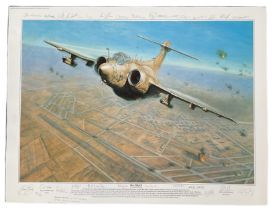 RAF Buccaneer bomber multiple signed Ronald Wong print Sky Pirate. Limited edition signed by Wong,