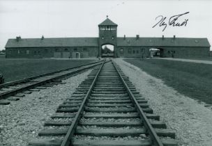 WW2 Iby Knil BEM signed Auschwitz 12 x 8 inch b/w photo. In March 1944, the Nazis occupied Hungary