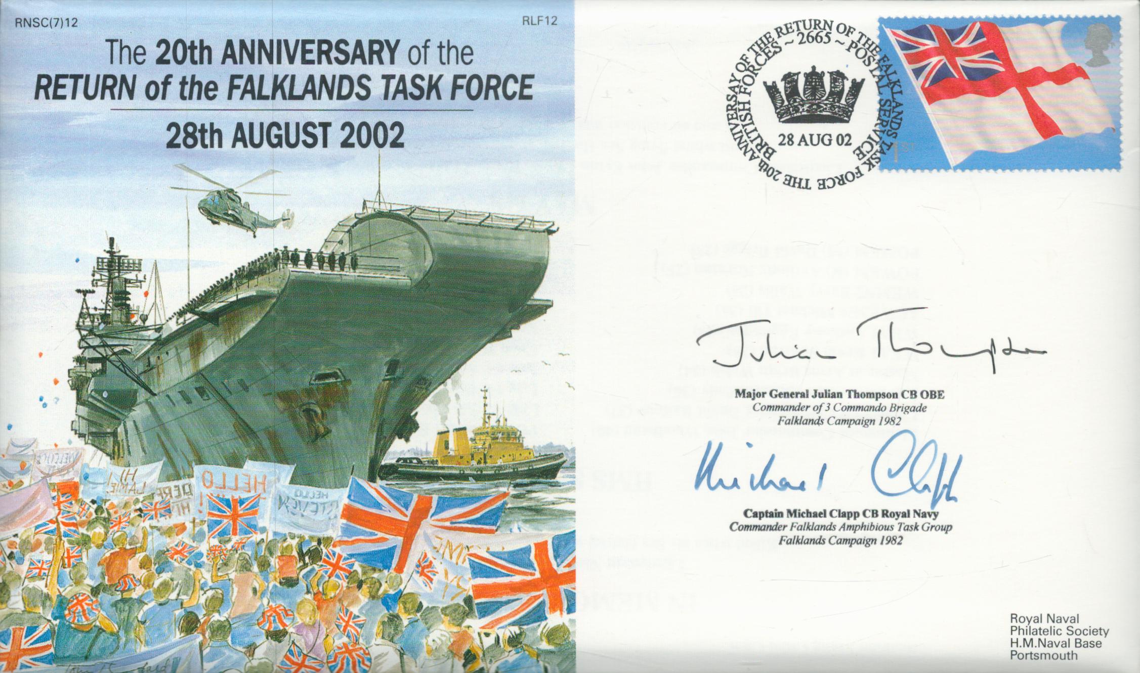 Falklands War commanders Mjr Gen Julian Thompson and Capt Michael Clapp signed scarce 2002, 20th ann