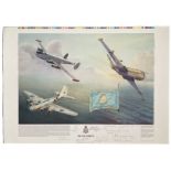 206 Squadron multiple signed print by John Dimond. Nine RAF Kinloss veterans have signed including