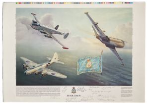 206 Squadron multiple signed print by John Dimond. Nine RAF Kinloss veterans have signed including