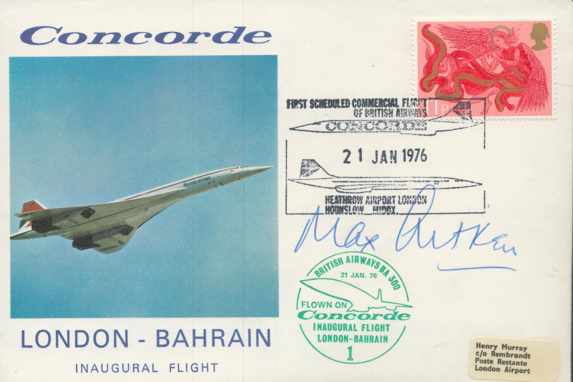 Rare WW2 Battle of Britain fighter ace MAX AITKIN signed 1976 Concorde cover for 1st flight London
