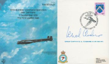 Grp Capt Leonard Cheshire VC signed 1983 A W Whitley Bomber cover. Geoffrey Leonard Cheshire,