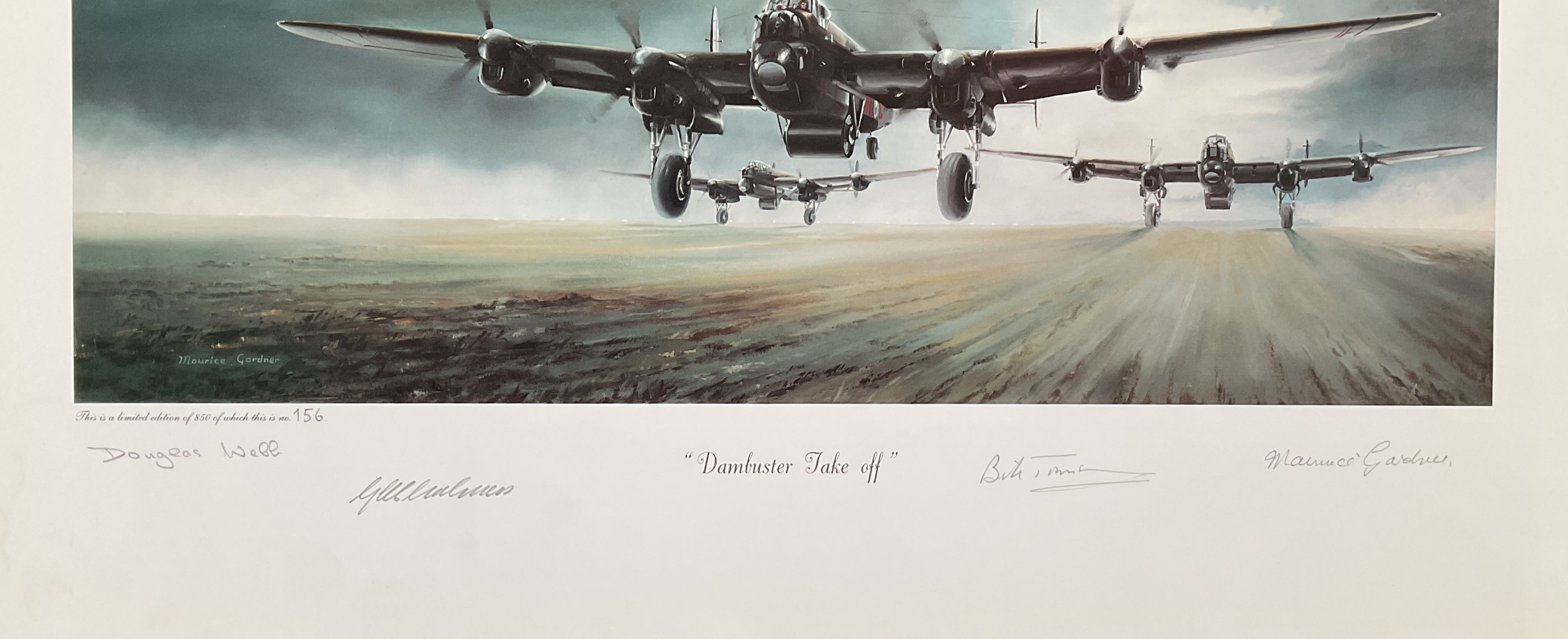 WW2 Dambuster Raid veterans Bill Townsend, Doug Webb, George Chalmers and artist Maurice Gardner - Bild 2 aus 2