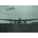 WW2 Flt Lt Harry LeMarchant 61/630/97 sqn bomber command veteran signed 6 x inch b/w Lancaster