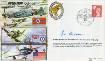 Air Marshall Ivor Broom DSO DFC AFC 128 sqn signed 50th ann WW2 cover Operation Bodenplatte JS50/