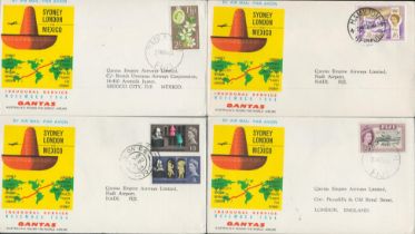 1960 Qantas Round the World collection of four first flight covers UK, Fiji x 2, Bermuda, all