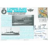 ROYAL NAVY SOUVENIR COVER HMS PENZANCE SIGNED BY PRINCESS MICHAEL OF KENT . Good Condition. All