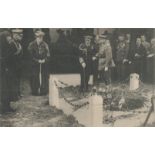 Queen and King England Edith Cavell Memorial Grave WWI Collotype Print vintage Postcard unused.