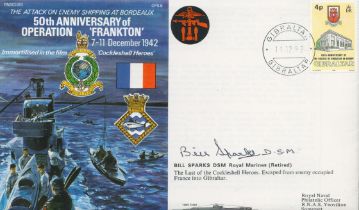 WW2 Operation Frankton COCKLESHELL HERO veteran Bill Sparks DSM signed official Navy cover.